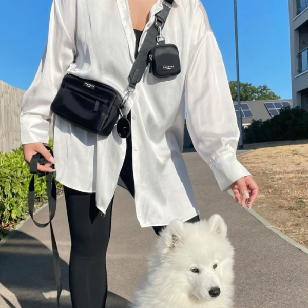Premium Adjustable Dog Walking Bag Strap - Black - Durable & Comfortable for Daily Walks, Hiking & Outdoor Adventures