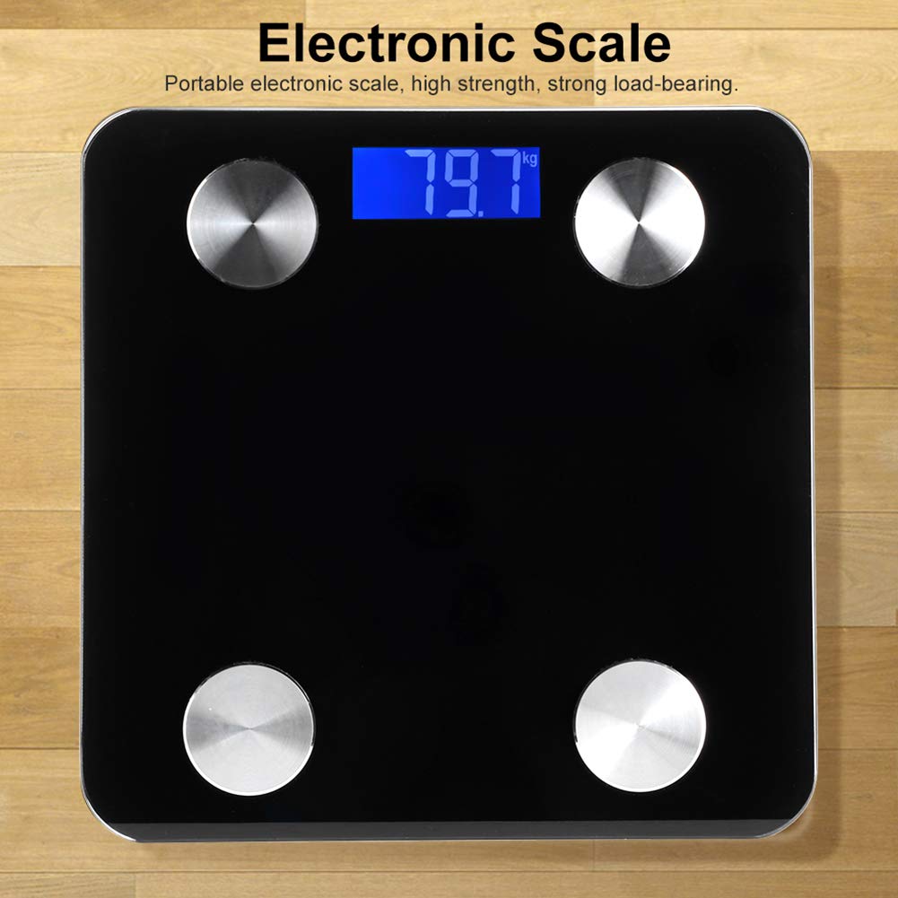 Digital Body Fat Scale - Portable Electronic Weight Scale for Home Use, 3kg-180kg (6.6-396.8lb), kg/lb/st Units, Black - Perfect for Bathroom, Gym & Health Tracking