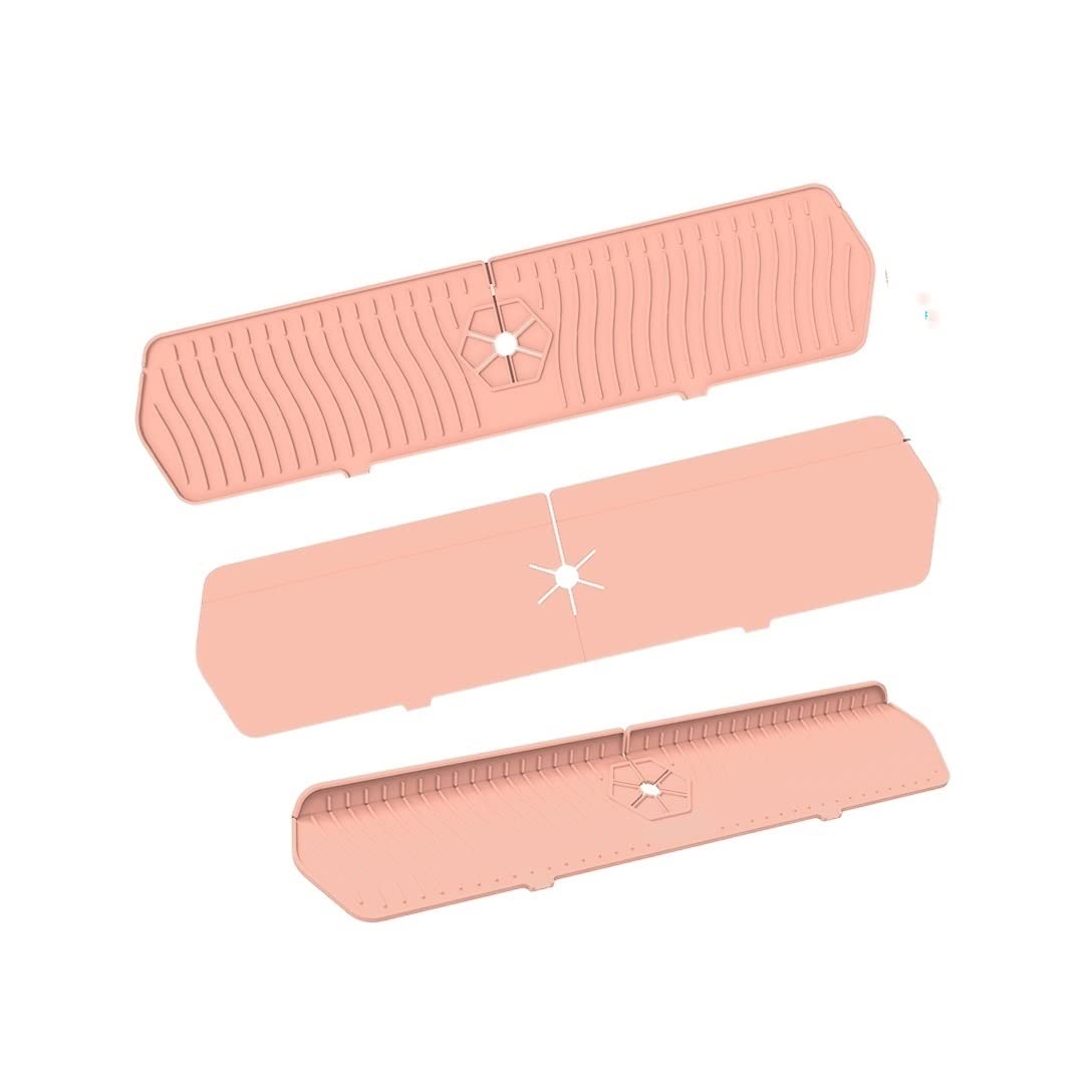 **Non-Slip Silicone Sink Splash Guard - Absorbent Kitchen Faucet Mat, Water Draining Countertop Protector for Sink & Bathroom - Washable Backsplash Guard, Anti-Slip Placemat for Cooking & Dishwashing**