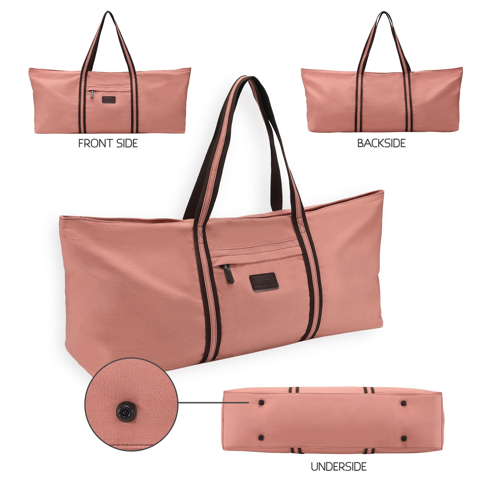 Extra Large Yoga Mat Tote Bag with Multi-Functional Storage Pockets - Full-Zip Gym Bag for Pilates, Sports & Yoga - Perfect for Gym, Travel & Workout Storage