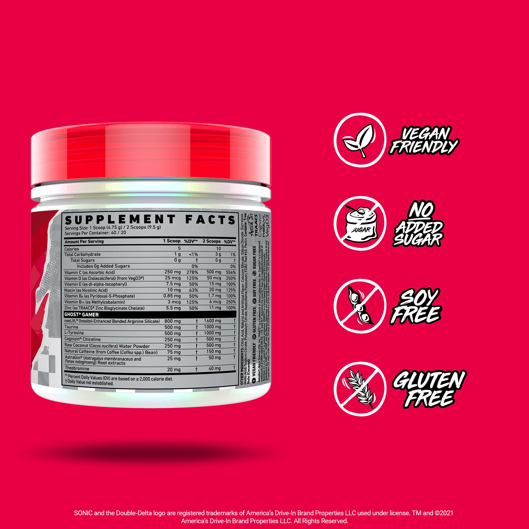 GHOST Gamer Sonic Bundle: Energy & Focus Supplement for Gamers - Ocean Water & Cherry Limeade Flavors - Boost Performance for Gaming, Studying & Workouts