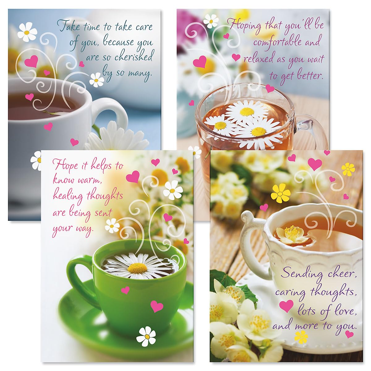 Get Well Soon Greeting Cards - Set of 8 (4 Designs), 5