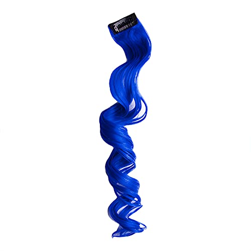Streak Street Palatinate Blue Bonnet Curly Clip-On Hair Extensions - Perfect for Cosplay, Costume Parties & Everyday Glam