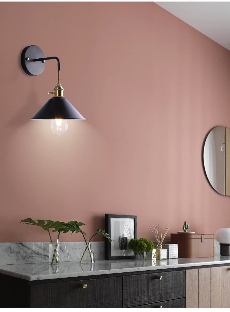 LSR Modern Wall Sconces Lighting - Set of 2 Battery Operated LED Lights with Remote Control & Dimmable Function, Black Metal Sconce Fixtures for Bedroom, Living Room, Reading Nook - Perfect for Ambient Lighting, Night Reading, and Home Decor Accent