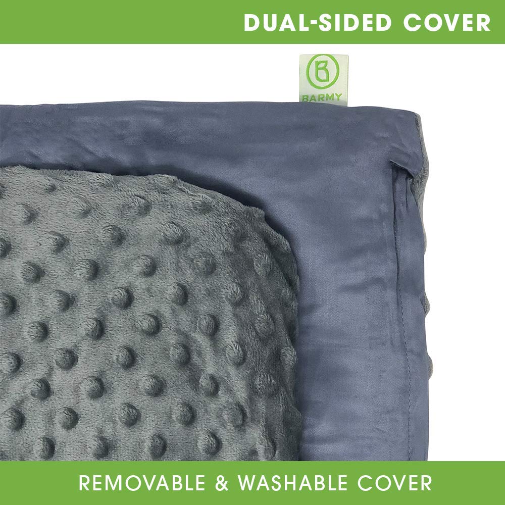 BARMY 6 lbs Weighted Lap Blanket for Adults & Kids - 48x24 Inches Dark Gray & Navy Blue Bundle - Soft Cotton Inner Blanket with Removable Cover - Perfect for Anxiety Relief, Stress Relief, ADHD, Autism & Relaxation at Home or Office