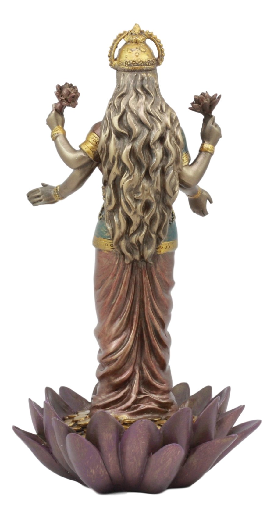 Ebros Hindu Goddess Lakshmi Standing on Lotus Blossom Statue - Deity of Good Fortune, Abundance & Spiritual Well-Being - Perfect for Home Altar, Yoga Studio Decor & Spiritual Gift