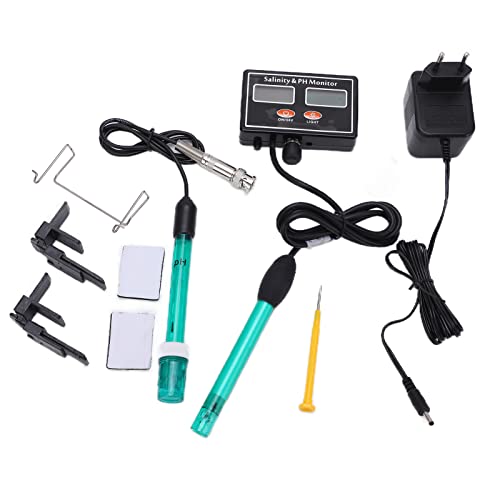 Premium 2-in-1 Water Quality Tester - Digital pH & Salinity Meter for Aquariums, Fish Ponds & Laboratories | Real-Time Monitoring | US 110-120V (Model SA-2587) | Ideal for Saltwater Tanks, Koi Ponds & Water Testing Labs