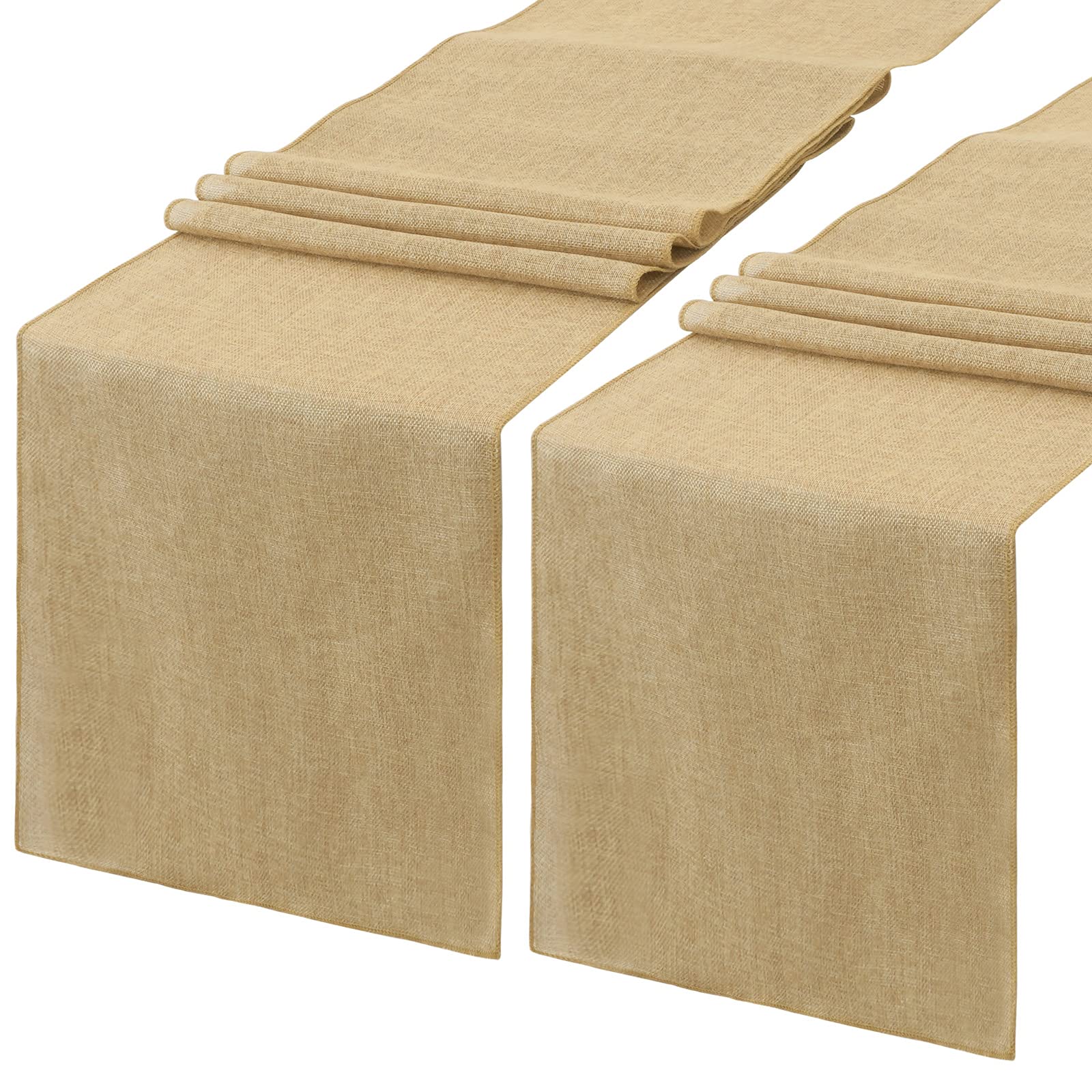 LuoluoHouse 2 Pack Natural Burlap Table Runners 13x84 Inch Rustic Jute Tablecloth - Wedding, Easter, Spring Party Decor for Banquet, Outdoor Dining & Farmhouse Table Settings