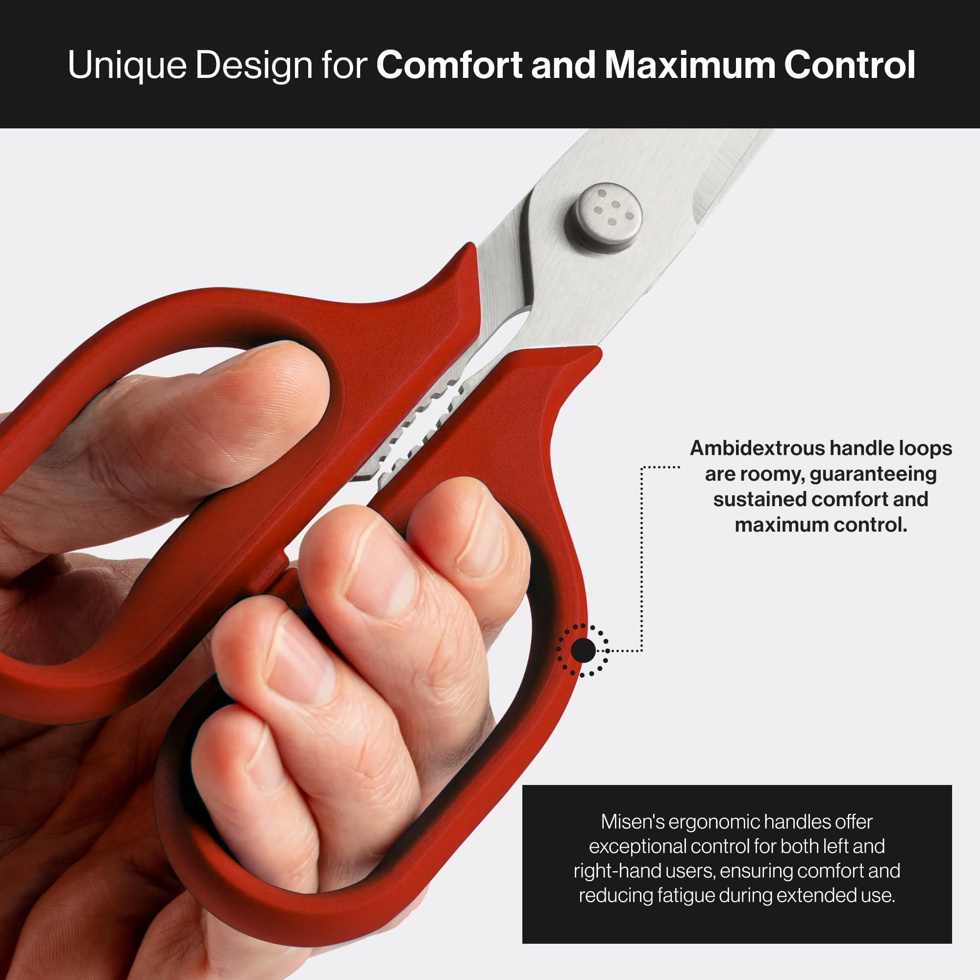 Misen Heavy Duty Kitchen Shears - Professional Multi-Purpose Cooking Scissors for Cutting Meat, Poultry, Herbs & Vegetables - Dishwasher Safe Kitchen Shears with Ergonomic Ambidextrous Handle (Gray) - Perfect for Meal Prep, Butchering & Food Preparation