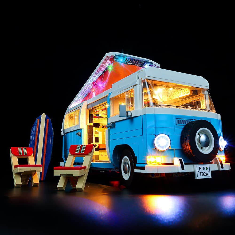Kyglaring LED Lighting Kit for Lego Volkswagen T2 Camper Van 10279 Building Set - Compatible with RC Sound Version (Model Not Included) - Perfect for Enhancing Display & Nighttime Play