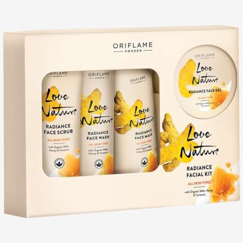 Organic Radiance Facial Kit with Milk, Honey & Turmeric - Brightening Skincare Set for Glowing Complexion | Perfect for Daily Cleansing & Anti-Aging Routine