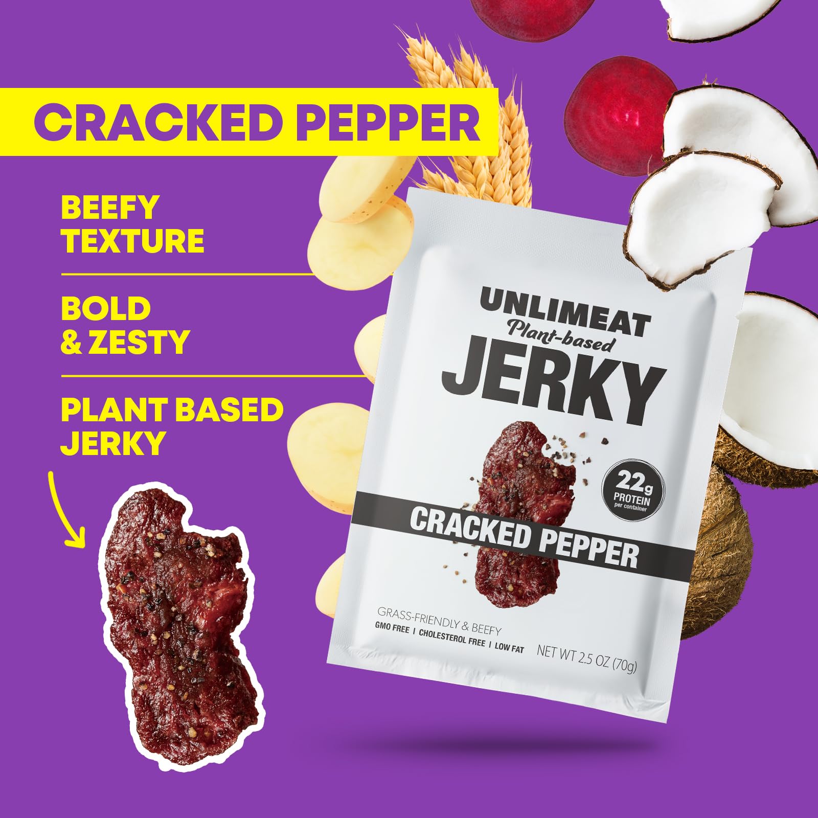 UNLIMEAT Plant-Based Jerky - High Protein, Korean, Non-GMO | Snack for Hiking & Travel