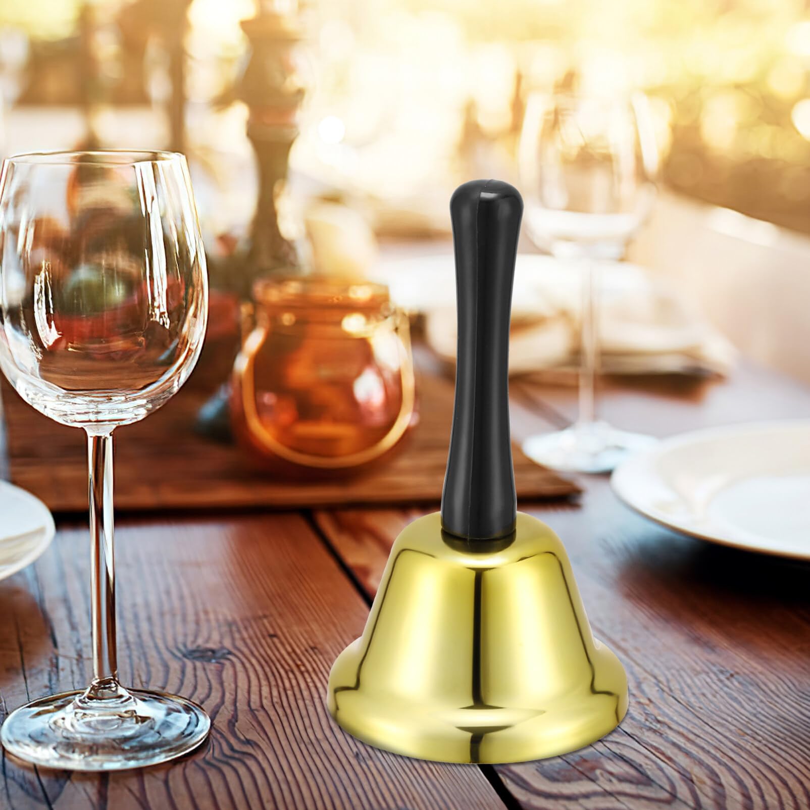 BESPORTBLE 2-Pack Metal Hand Press Desk Bells - Classic Call Bells for Classroom, Restaurant & Hotel Service (Silver) | Perfect for Teachers, Waiters & Receptionists