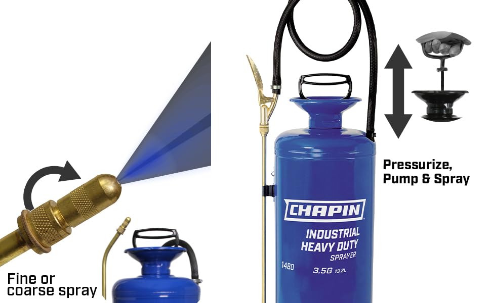 Chapin 1480 Industrial 3.5-Gallon Funnel Top Professional Sprayer - Heavy Duty, Blue - Perfect for Lawn Care, Pest Control & Agricultural Use