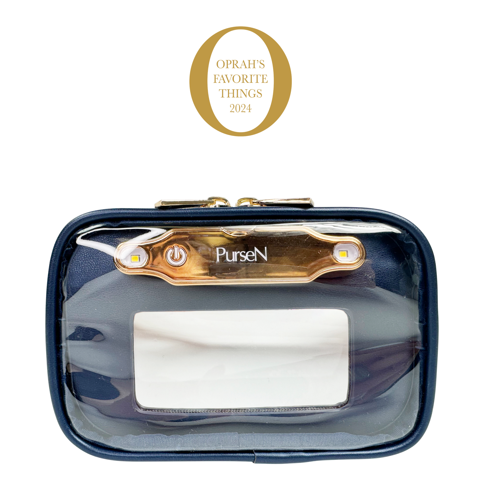 LITTMINI Lighted Makeup Mirror Case - Navy Pearl Cosmetic Organizer for Travel & Vanity | Perfect for Home, Salon, and On-the-Go Beauty Touch Ups
