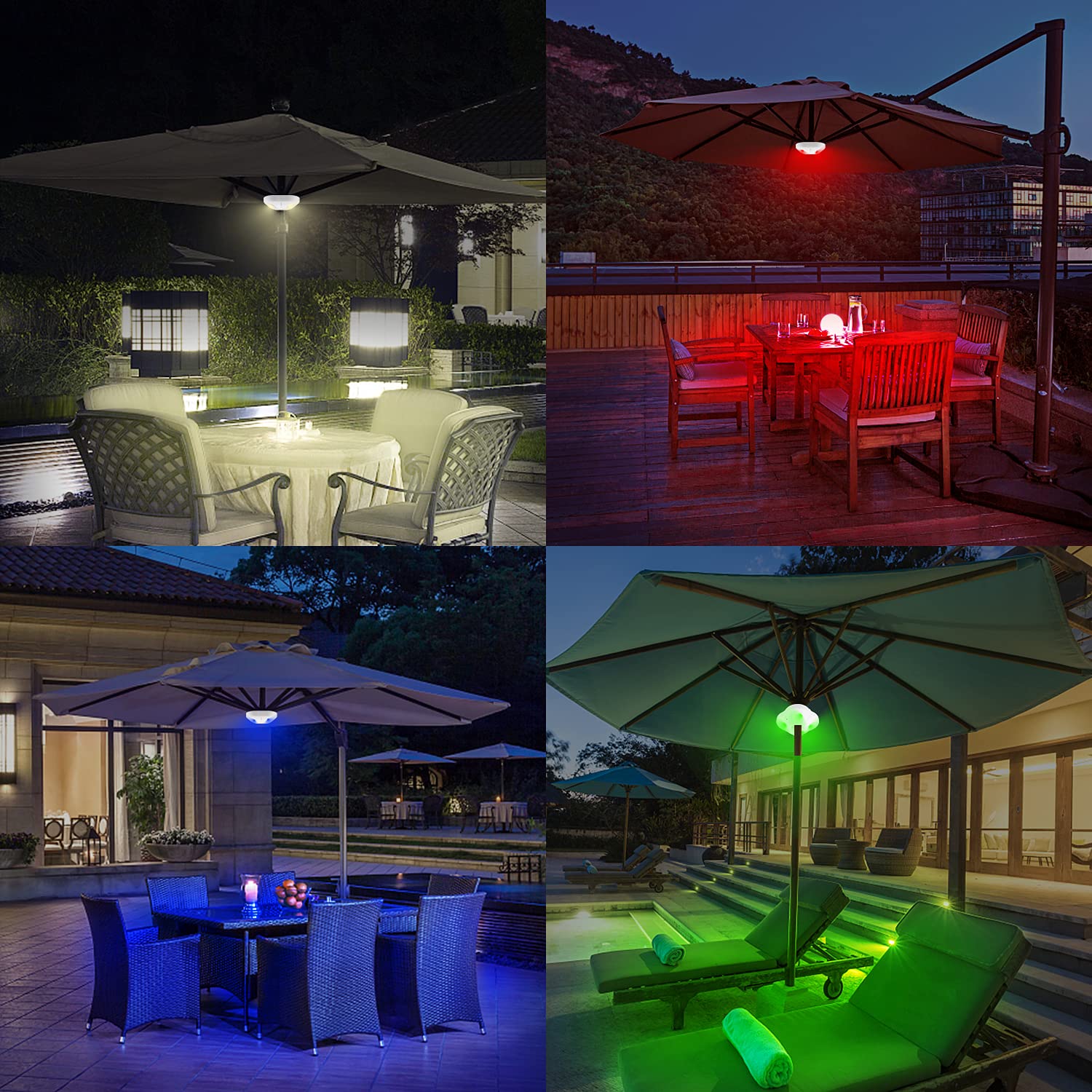 BIGMONAT 12-Color Changing LED Umbrella Light with Remote, Timer & Dimmer - Battery Operated Outdoor Patio Umbrella Pole Light, Wireless Camping Tent Lights - Perfect for Backyard, Deck, Garden Parties & Nighttime Outdoor Activities