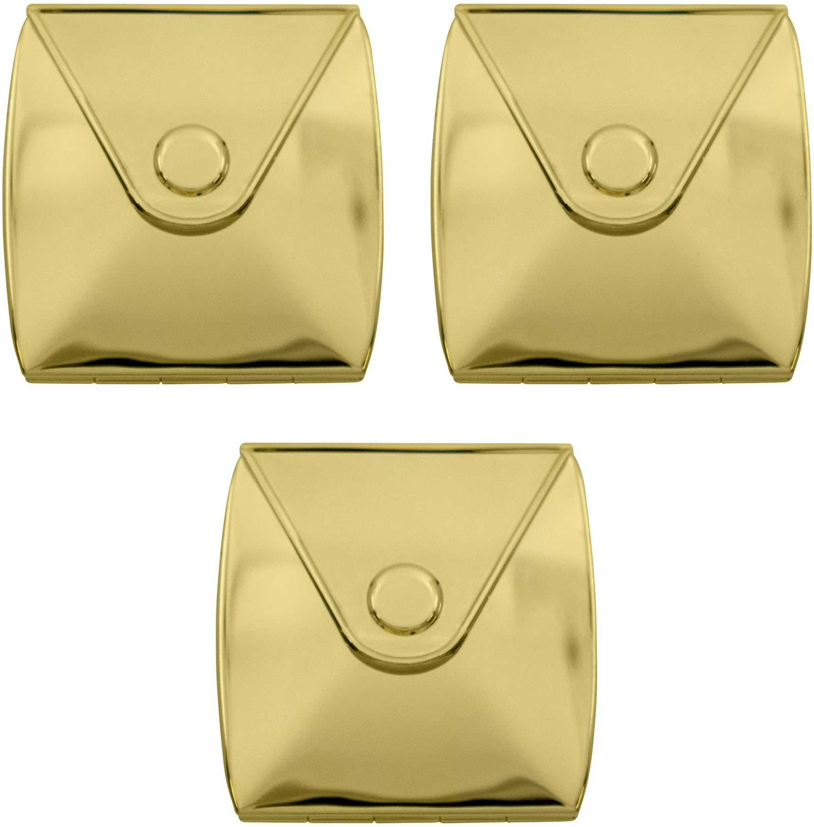 Stephanie Imports Set of 3 Double-Sided Clutch Shaped Magnifying Compact Mirrors - Gold | Perfect for Makeup, Travel & Gifts