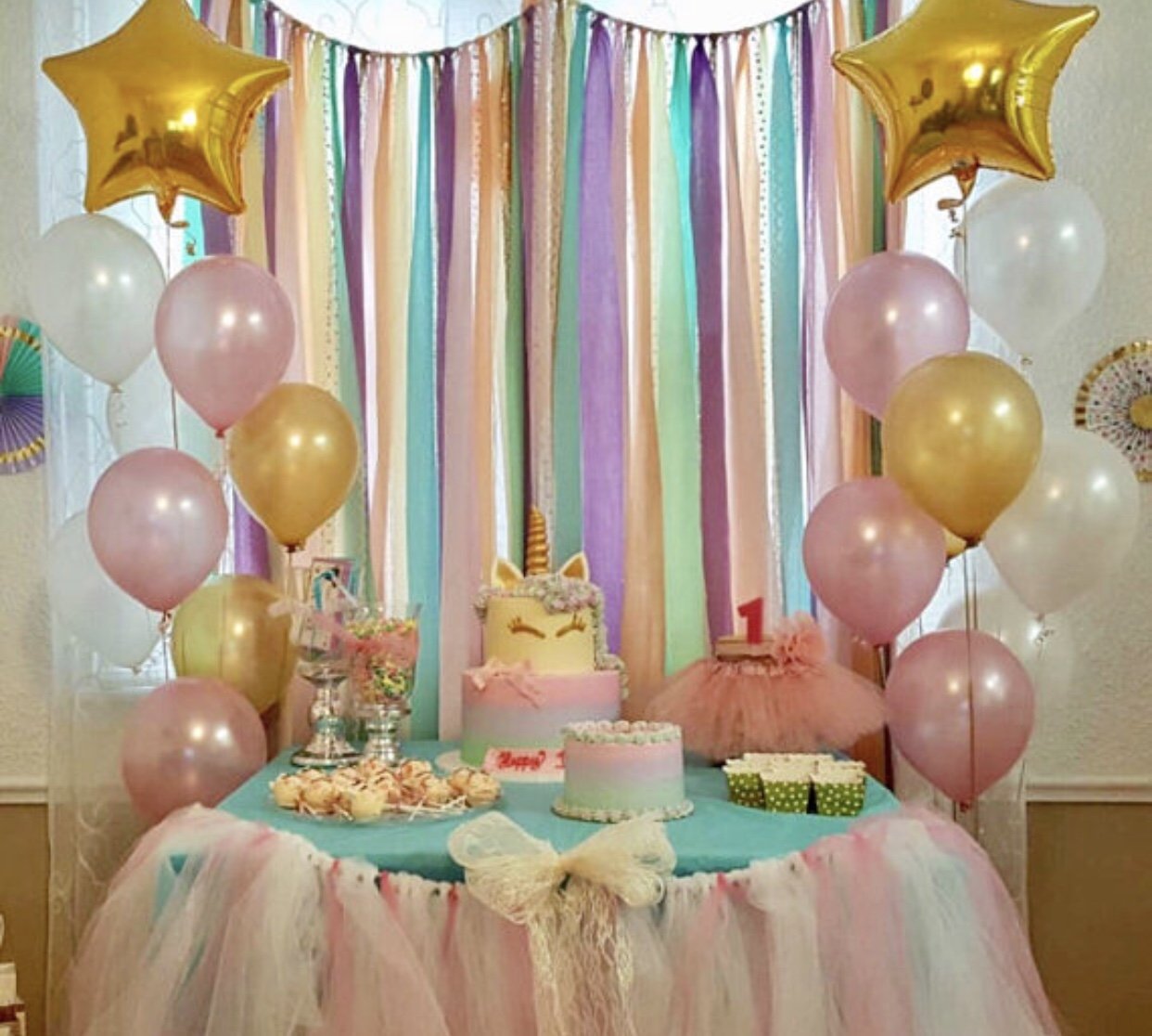 Unicorn Sequin Garland Backdrop - 5x6ft Rainbow Party Decor for Birthday