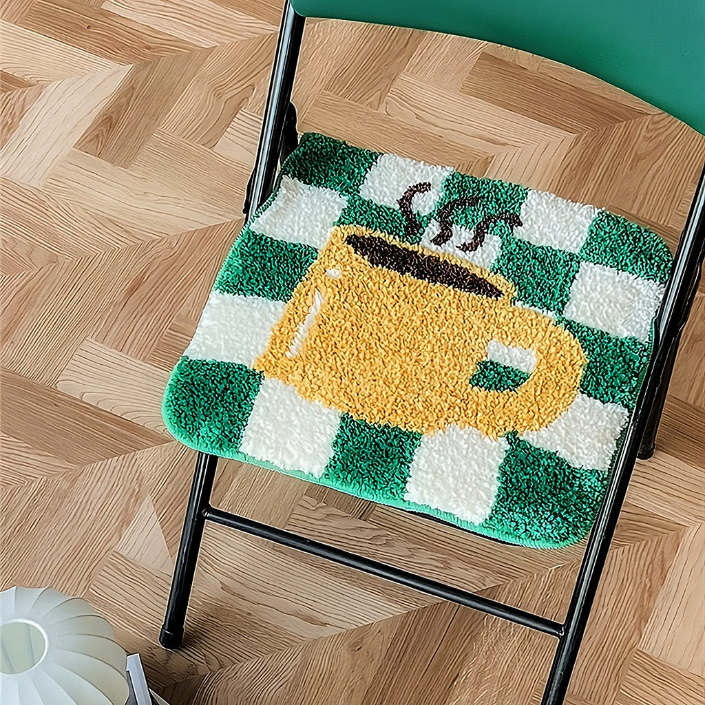 Premium Coffee Cup Tufted Seat Cushion - Soft Dining Chair Pad for Kitchen, Office & Living Room - Non-Slip Home Decor Accessory for Comfortable Seating