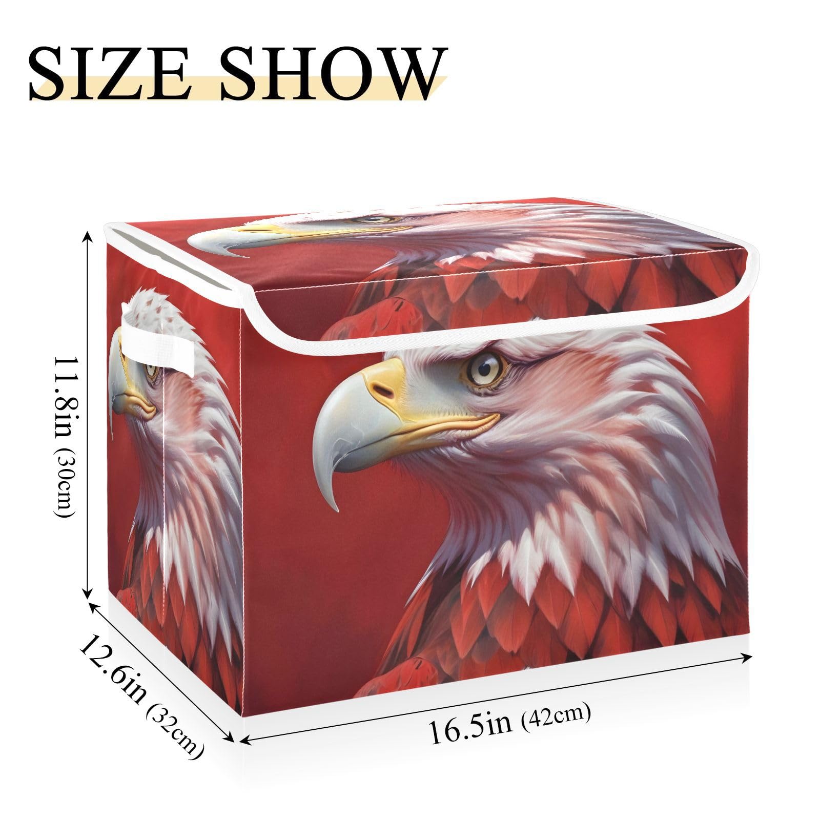 Collapsible Fabric Storage Bins with Handles - 16.5×12.6×11.8 Inch Red White Owl Pattern Lidded Cube for Home, Bedroom, Closet & Office Organization | Perfect for Toy Storage, Seasonal Decor & Small Space Solutions