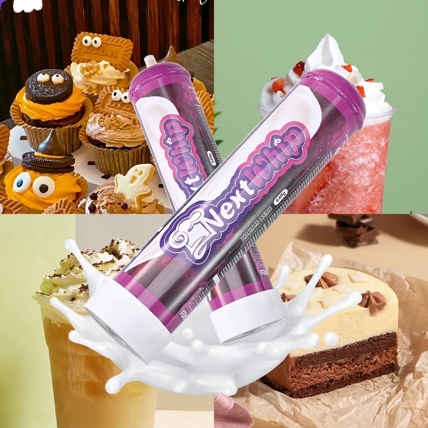 Premium Whipped Cream Charger 640g - Food Grade N2O Cylinder (6 Pack) - Perfect for Desserts, Coffee & Cocktails
