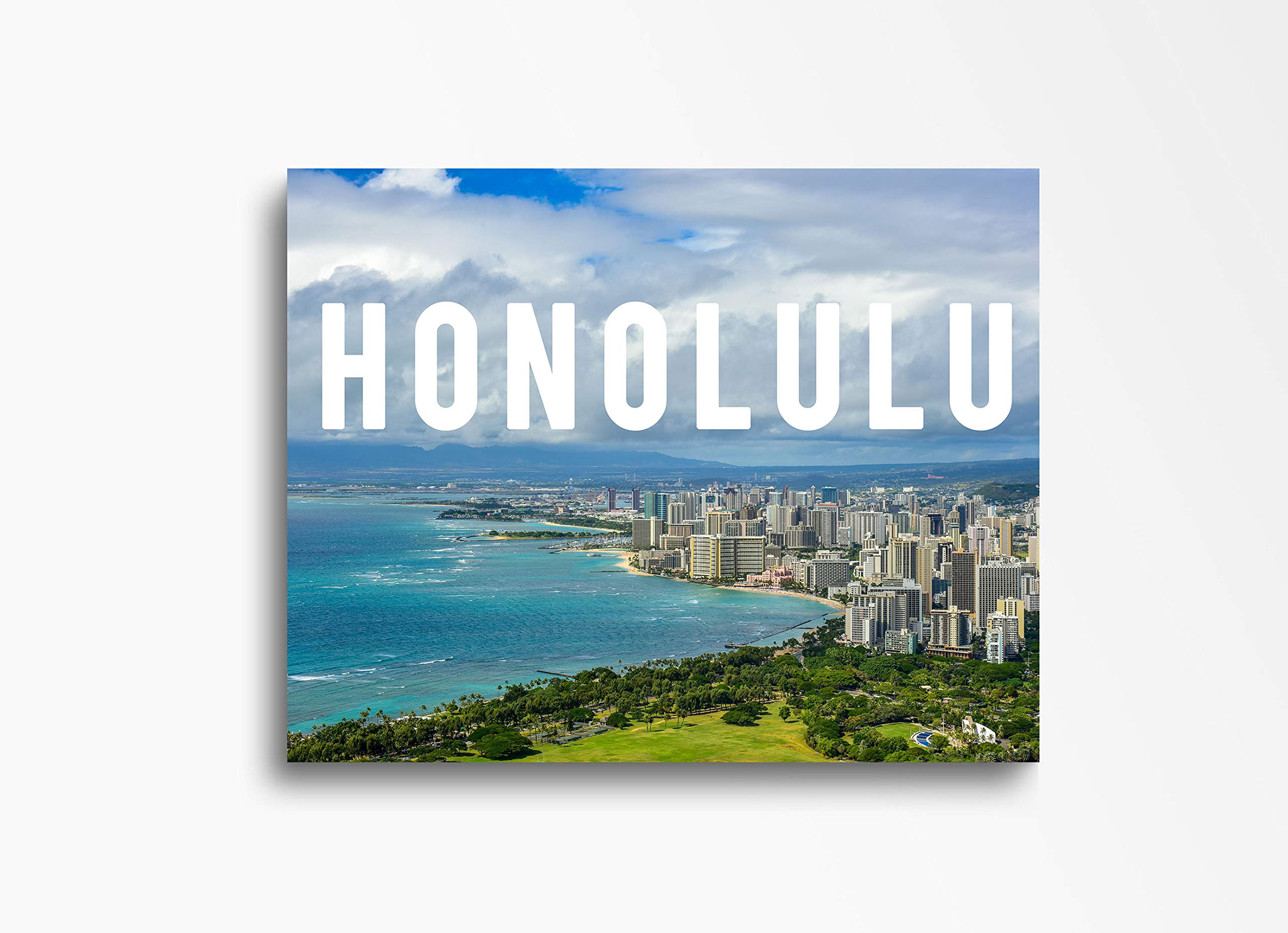 Honolulu Skyline Canvas Wall Art - 30x40 Inch Downtown Cityscape Print - Ready to Hang Home Decor for Living Room, Bedroom, Office & Kitchen - Perfect for Hawaii Lovers & Tropical Theme Interior Design