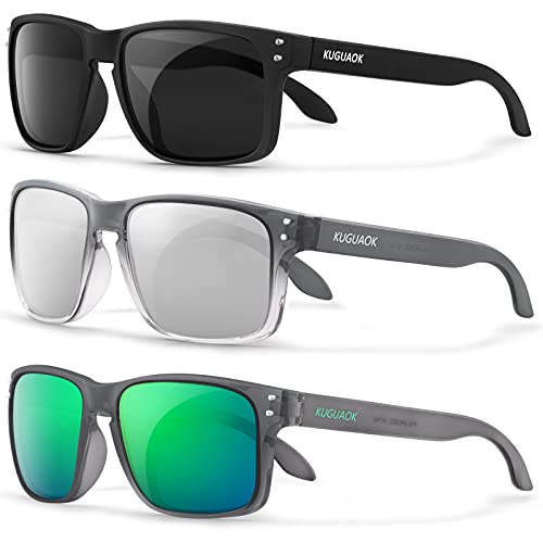 3pack Black + Silver + Clear Frame Green