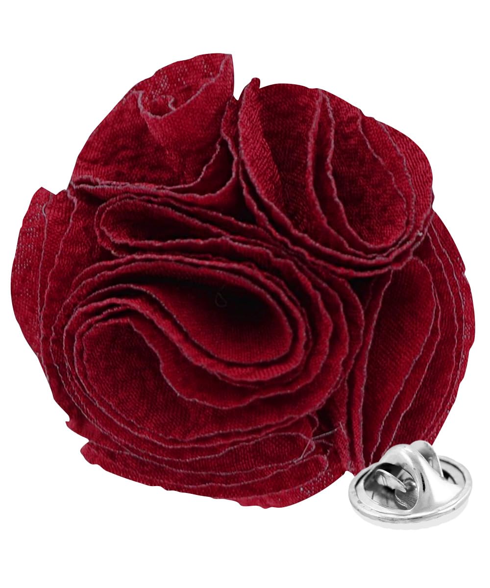 Seersucker Rose Flower Lapel Pin for Men - Elegant Rose Brooch & Boutonniere for Suits, Weddings & Formal Events | Vintage Style Accessory for Grooms, Prom & Business Attire