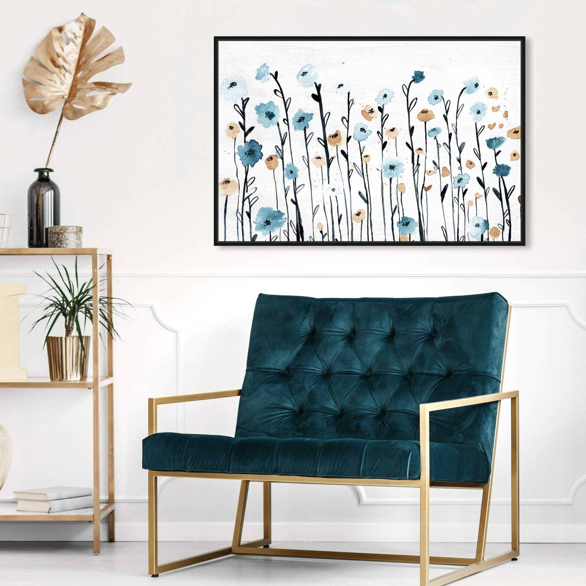Oliver Gal Floral Botanical Wall Art Decor - Blue & White Canvas Print 30x20 Inches - Modern Home & Office Decor for Living Room, Bedroom, Dining Area