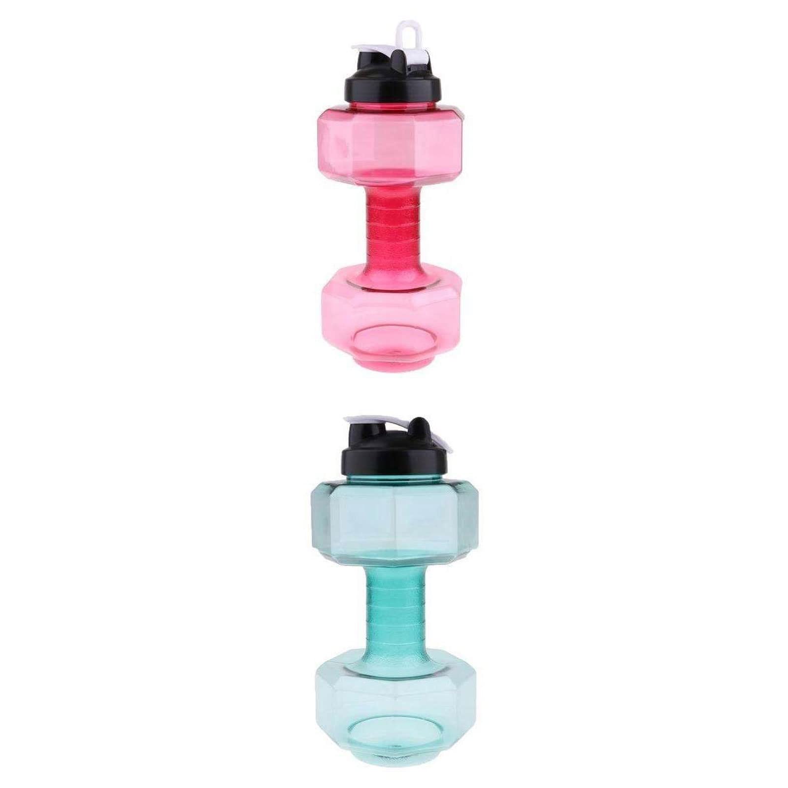 CHDWEY 2-Pack Pink Fitness Dumbbell Water Bottles - 1L Strong Weighted Exercise Bottles for Gym, Home Workout & Outdoor Training - BPA Free Portable Drinkware for Running, Yoga & Fitness Enthusiasts