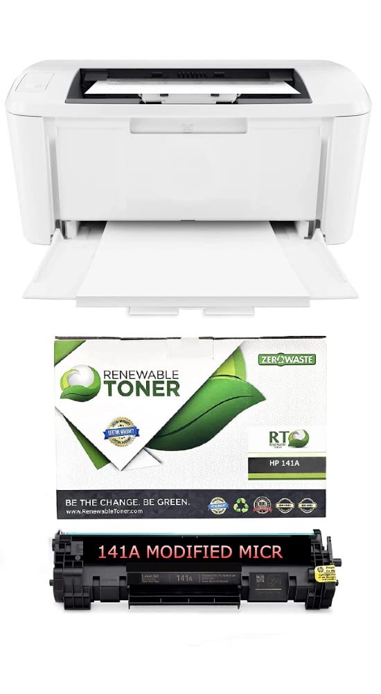 RT M110we Wireless Monochrome Laser Check Printer with 141A MICR Toner Cartridge - Business & Personal Check Printing Solution for Home Offices, Small Businesses & Financial Institutions