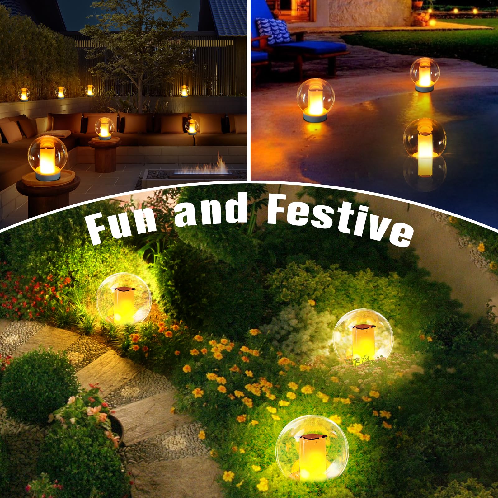 Solar Powered Floating Pool Lights - IP68 Waterproof Flickering Flame LED Ball Lights for Outdoor Decoration (2 Pack) - Perfect for Swimming Pools, Garden Ponds, Backyard Parties, and Landscape Lighting
