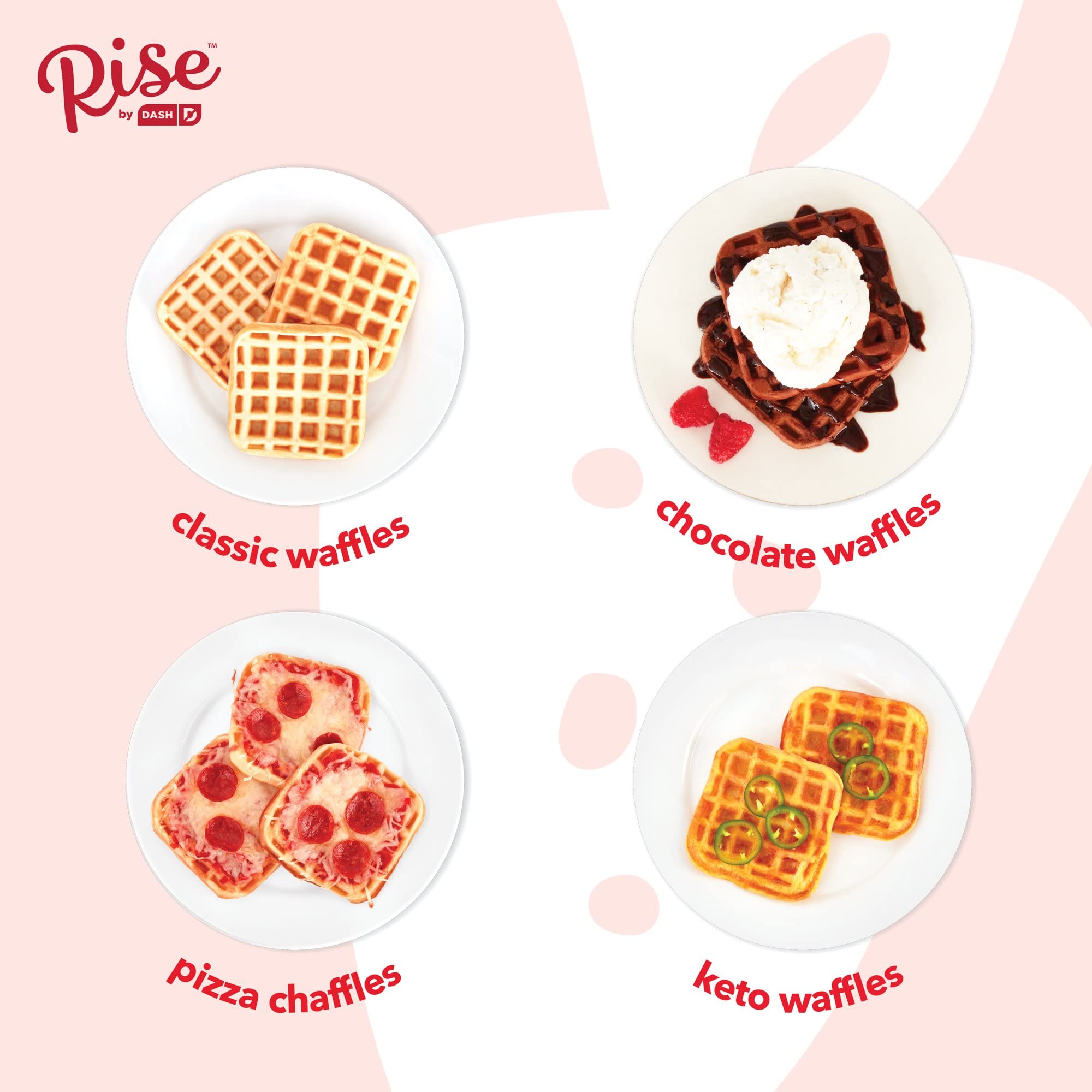 DASH Mini Waffle Maker - 4 Inch Non-Stick Surface, Fast Cooking in Minutes, Compact Waffle Iron for Breakfast, Desserts & Snacks (Blue/Red) - Perfect for Home, Office, Dorms & Camping