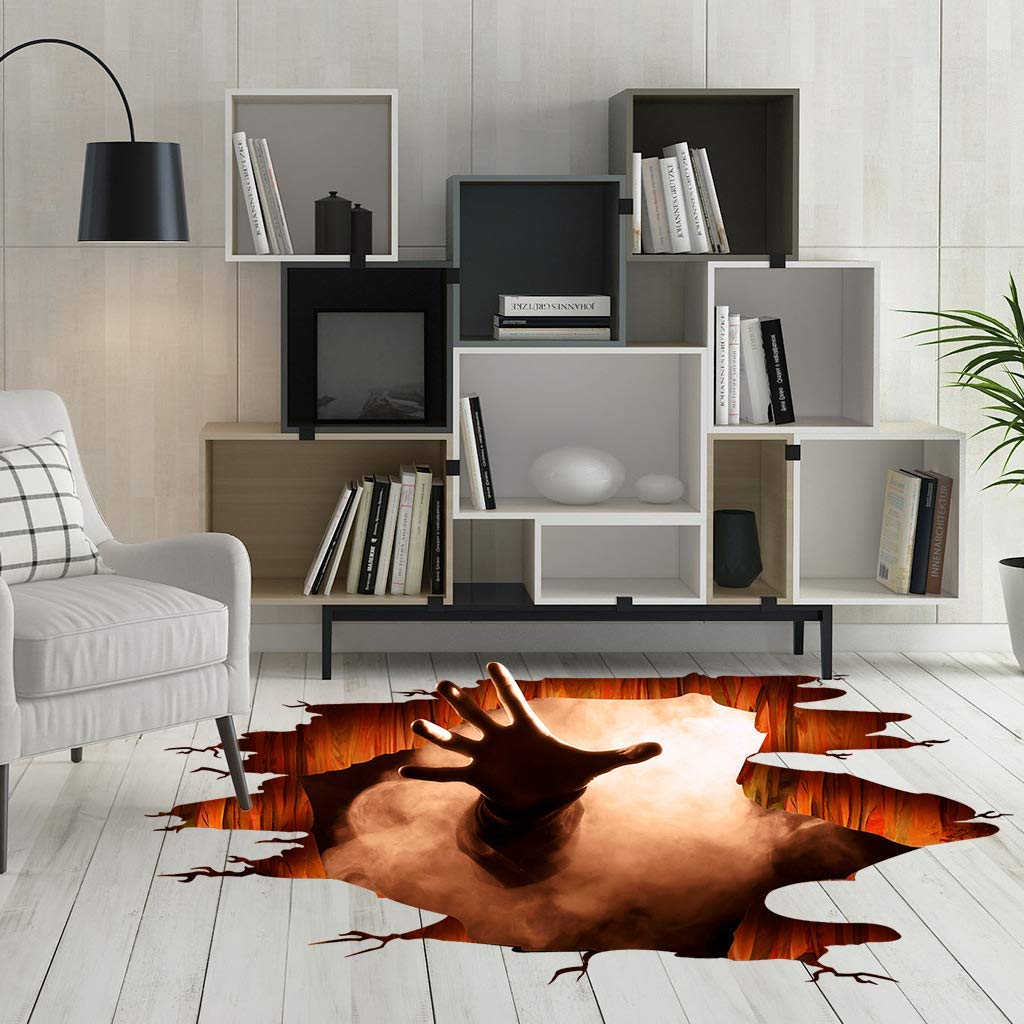 3D Halloween Floor & Wall Decals - Ghost Hand Scratching Removable Wall Stickers, Scary Home Decor for Bedroom, Living Room & Party - Perfect for Halloween Decorations, Haunted House Themes & Spooky Events