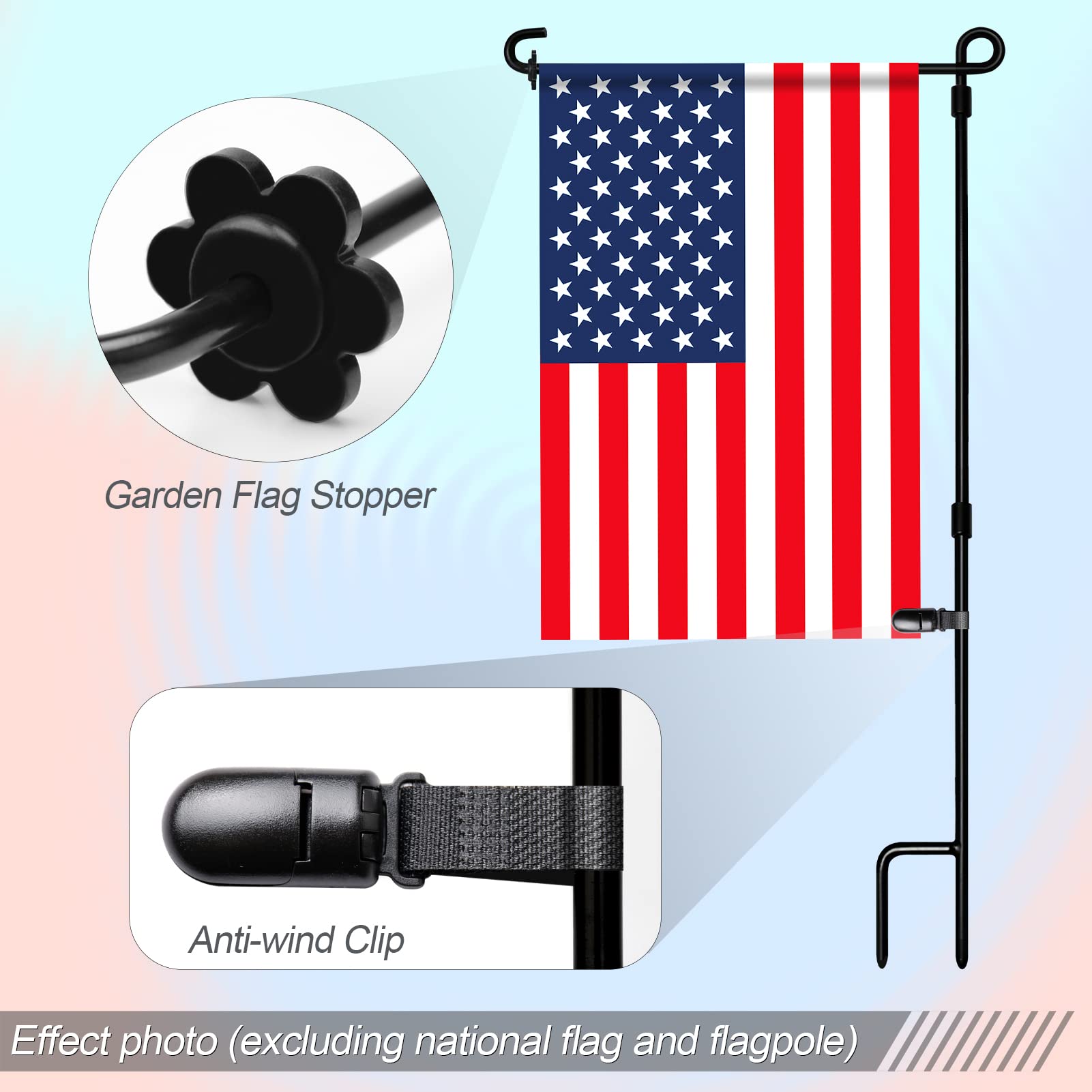 HOOSUN 20 Pack Garden Flag Clips and Stoppers - Heavy Duty Tiger Clips for Small Flags, Decorative Flag Holder Accessories with Rubber Stoppers - Perfect for Seasonal Yard Decor, Patio, and Front Porch Display