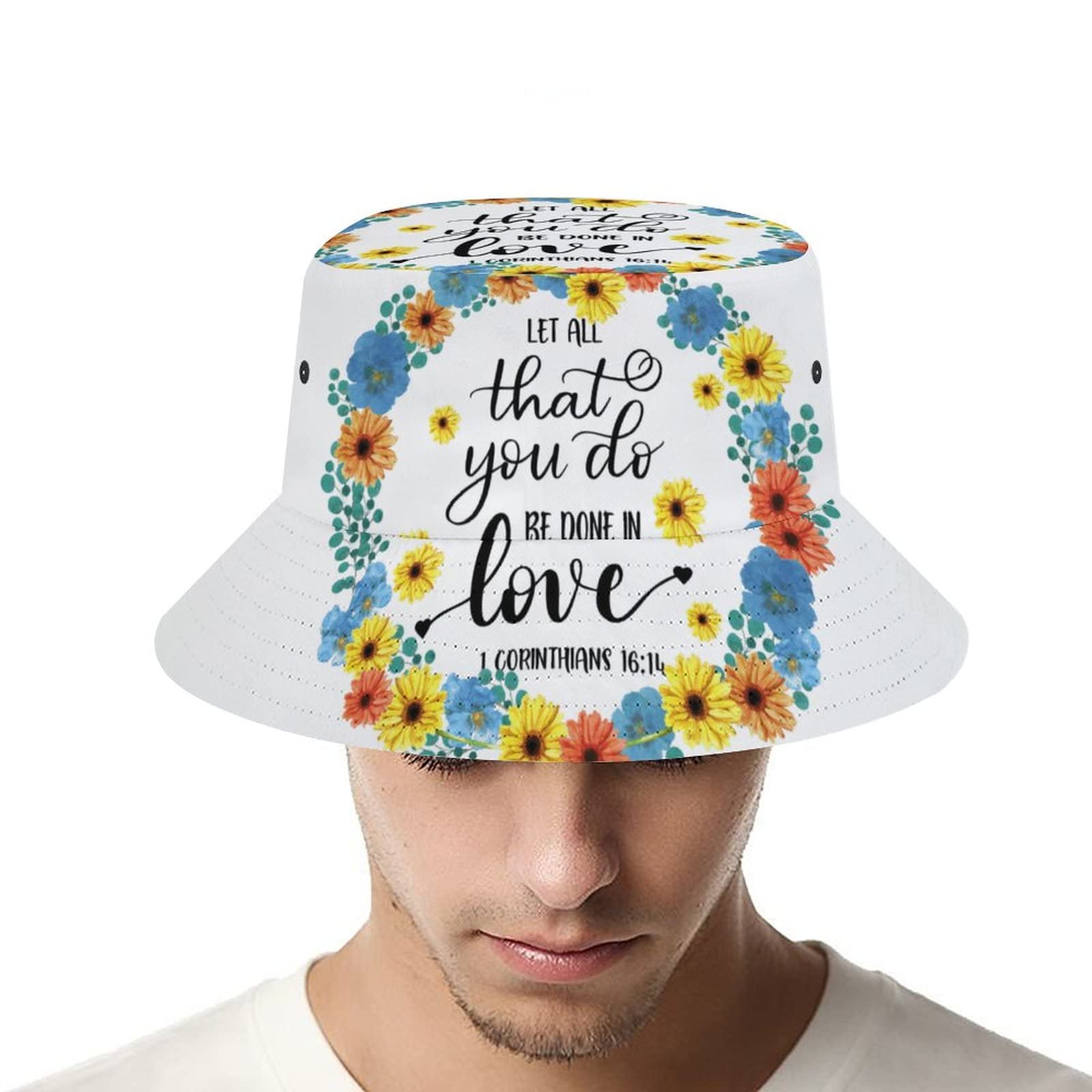 Christian Bible Verse Bucket Hat for Women & Men - Packable Fisherman Sun Hat for Summer, Beach, Travel & Outdoor Activities - Unisex Religious Cap with Scripture Design