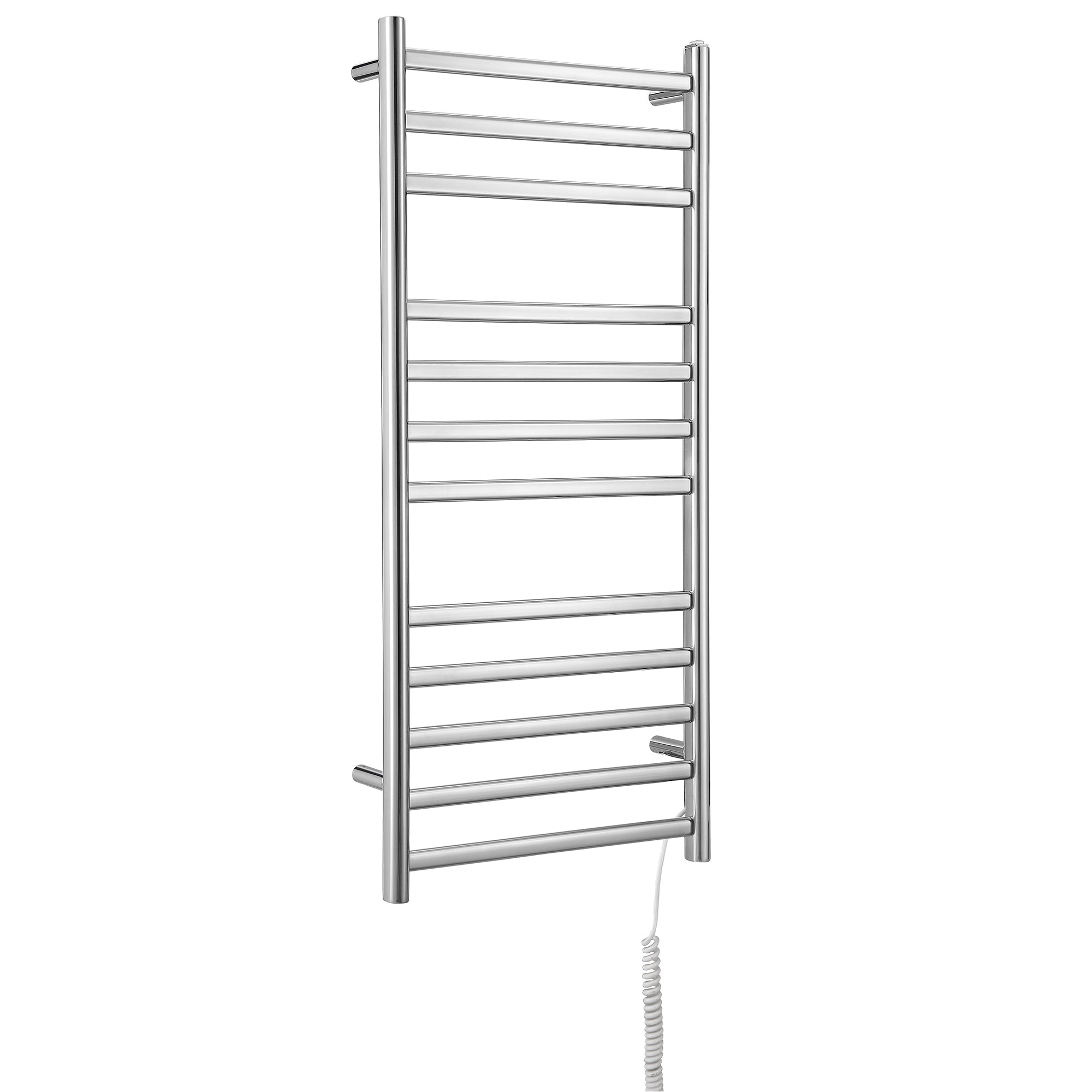 Prima Dual XL 12 Bar Hardwired & Plug-in Electric Towel Warmer - Polished Stainless Steel - Fast Heating Bathroom Luxury for Spa, Hotel & Home Use