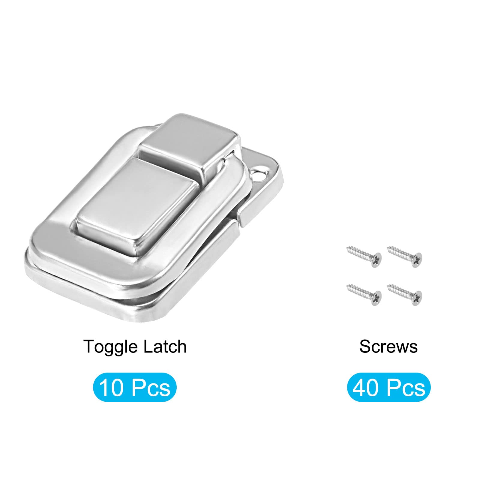 METALLIXITY 10Pcs Toggle Catch Lock (38mm x 25mm) - Nickel Plated Iron Hasp Latches for Cabinets, Boxes & Suitcases - Silver Tone Hardware for Secure Storage & Travel Luggage