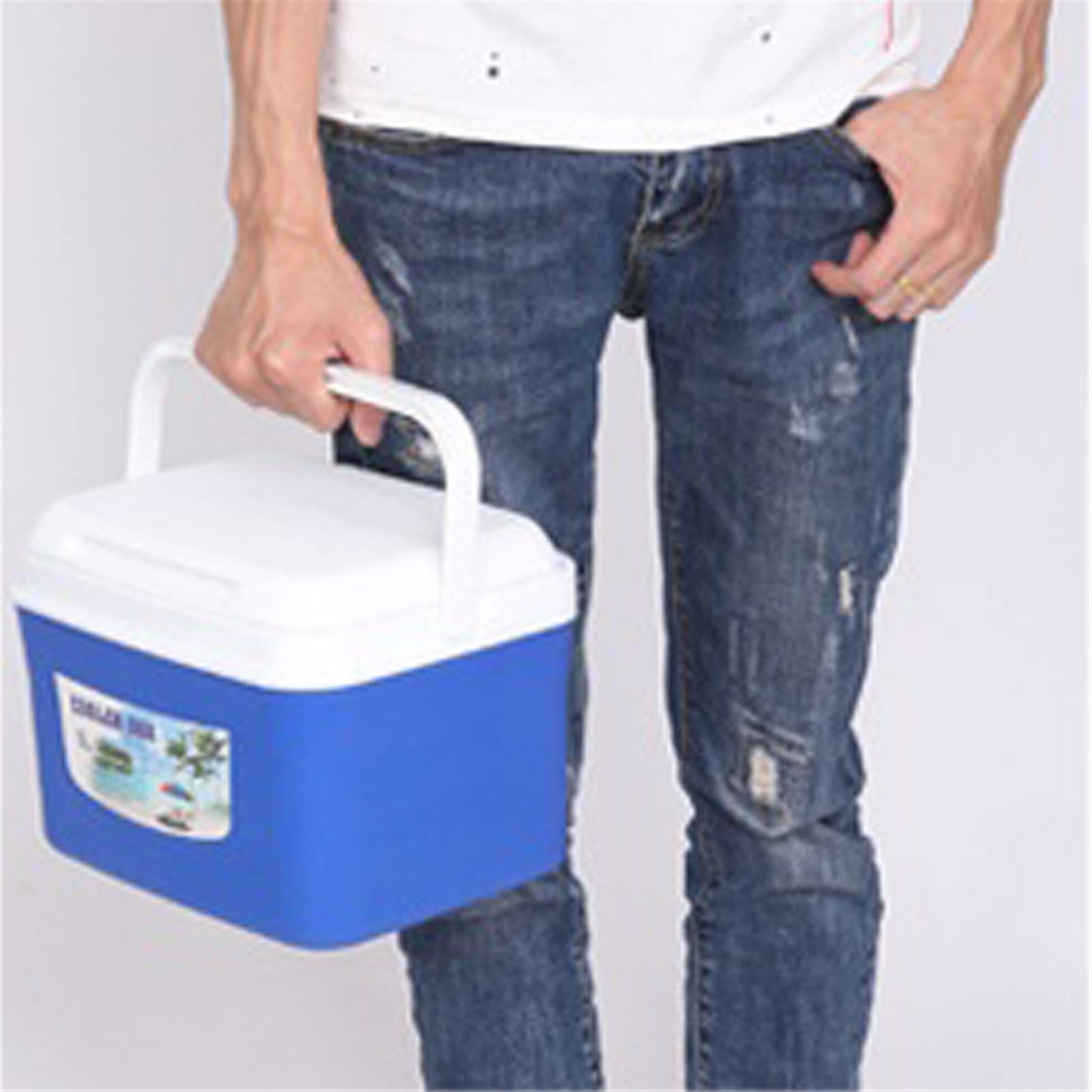 Portable Mini Fridge 6L - Compact Travel Refrigerator with Handle for RV, Truck, Boat, Camping & Picnic - Blue Freezer Cooler for Drinks, Snacks & Food Storage