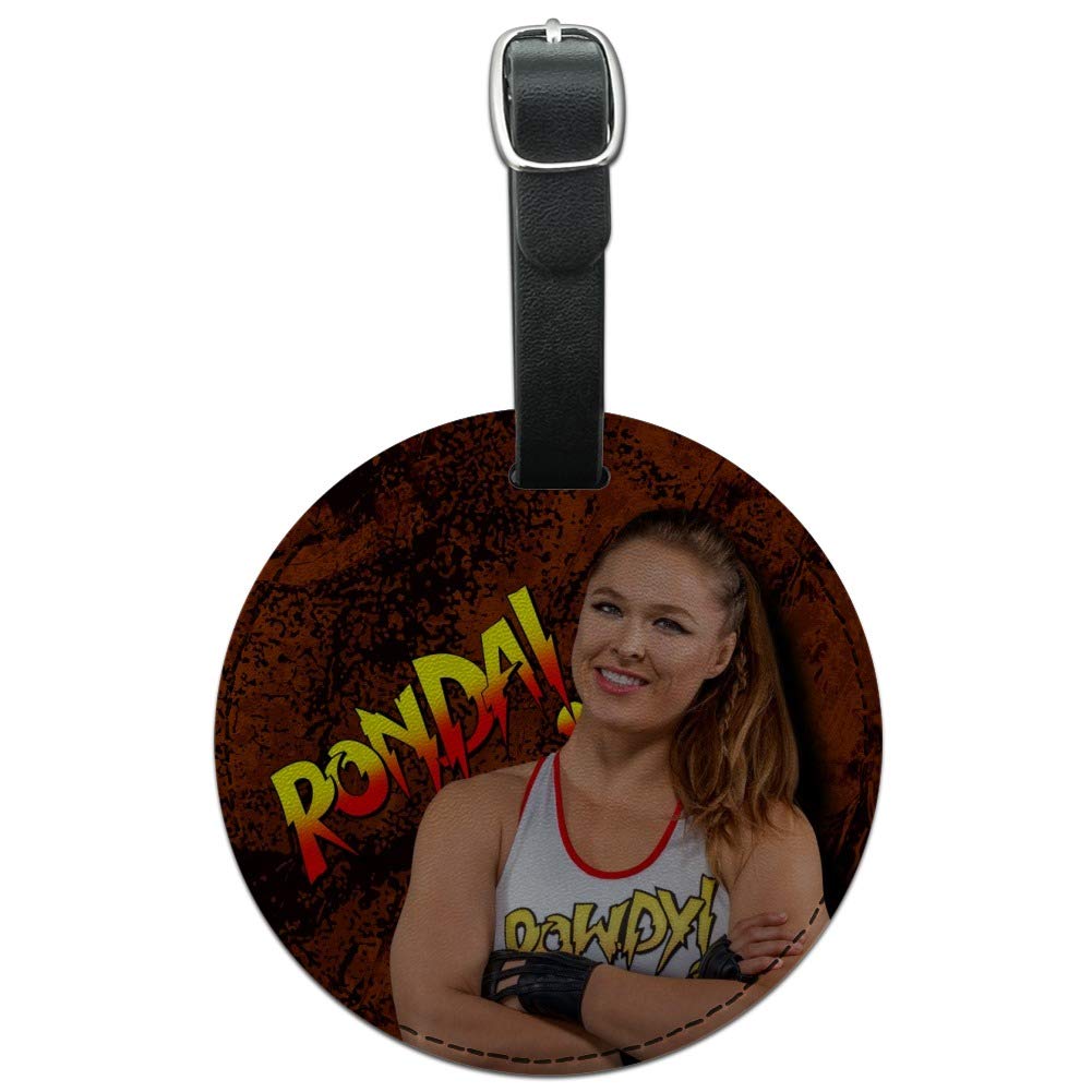 WWE Ronda Rousey Round Leather Luggage Tag - Durable Carry-On ID Tag for Suitcases & Backpacks - Perfect for Travel, Sports Events, and WWE Fan Gifts