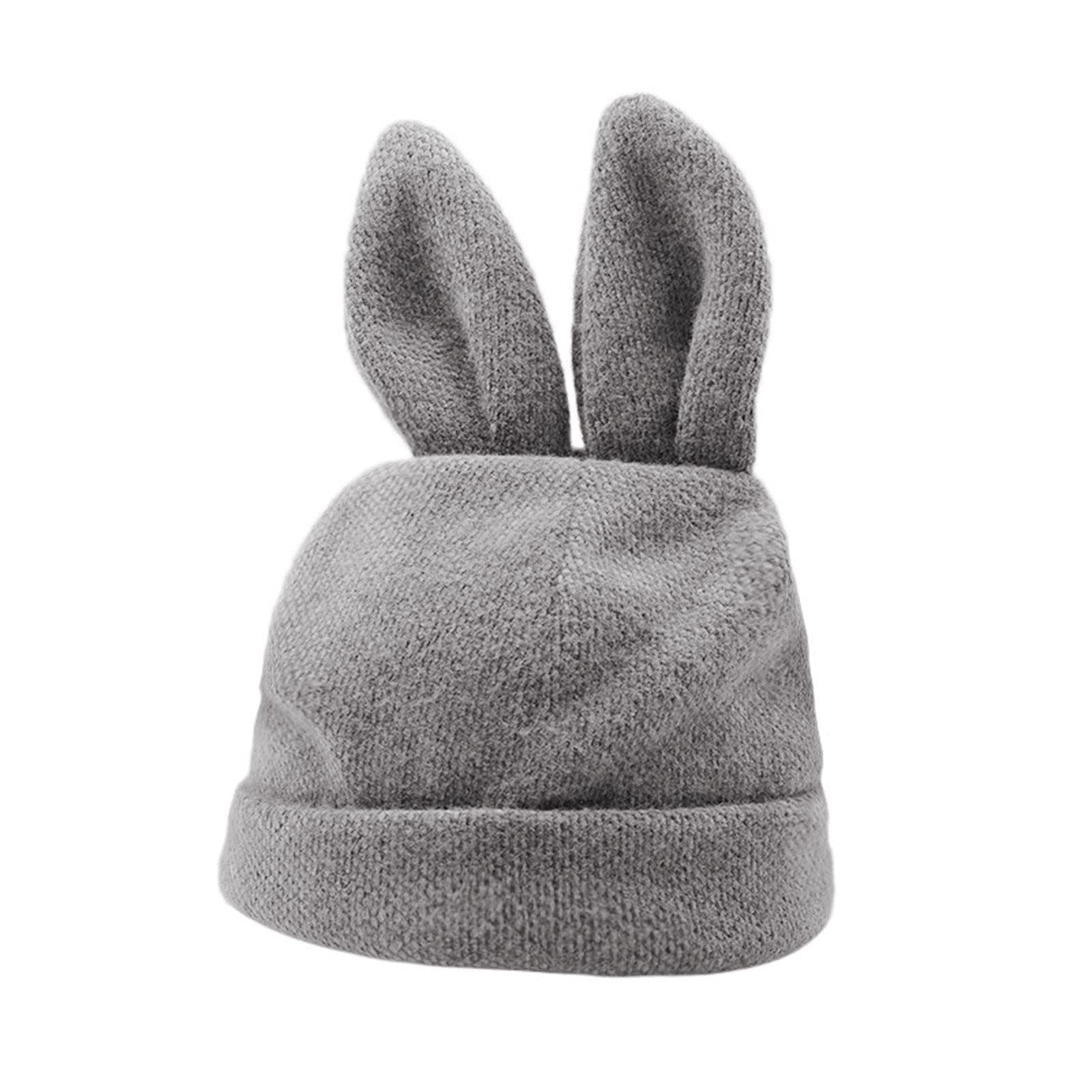 Women's Knit Beanie with Rabbit Ears - Warm Winter Hat for Daily Wear & Outdoor Activities