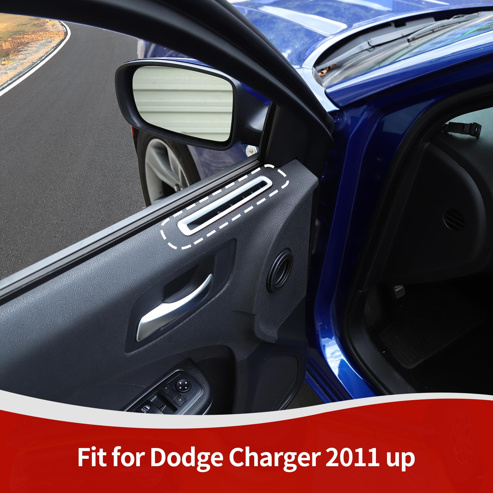 Dodge Charger 2011-2023 AC Vent Trim Cover - Silver Interior Accessories (2pcs) | RT-TCZ Charger Door Air Vent Upgrade | Perfect for Car Interior Customization & Protection