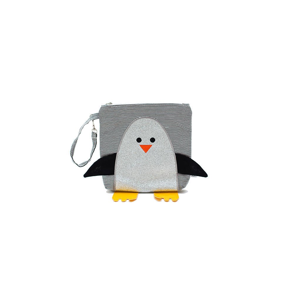 Palm Beach Crew My First Buddy Snack Bag Collection - Chili Silver Glitter Penguin Insulated Lunch Box for Kids | Perfect for School, Picnics & Travel