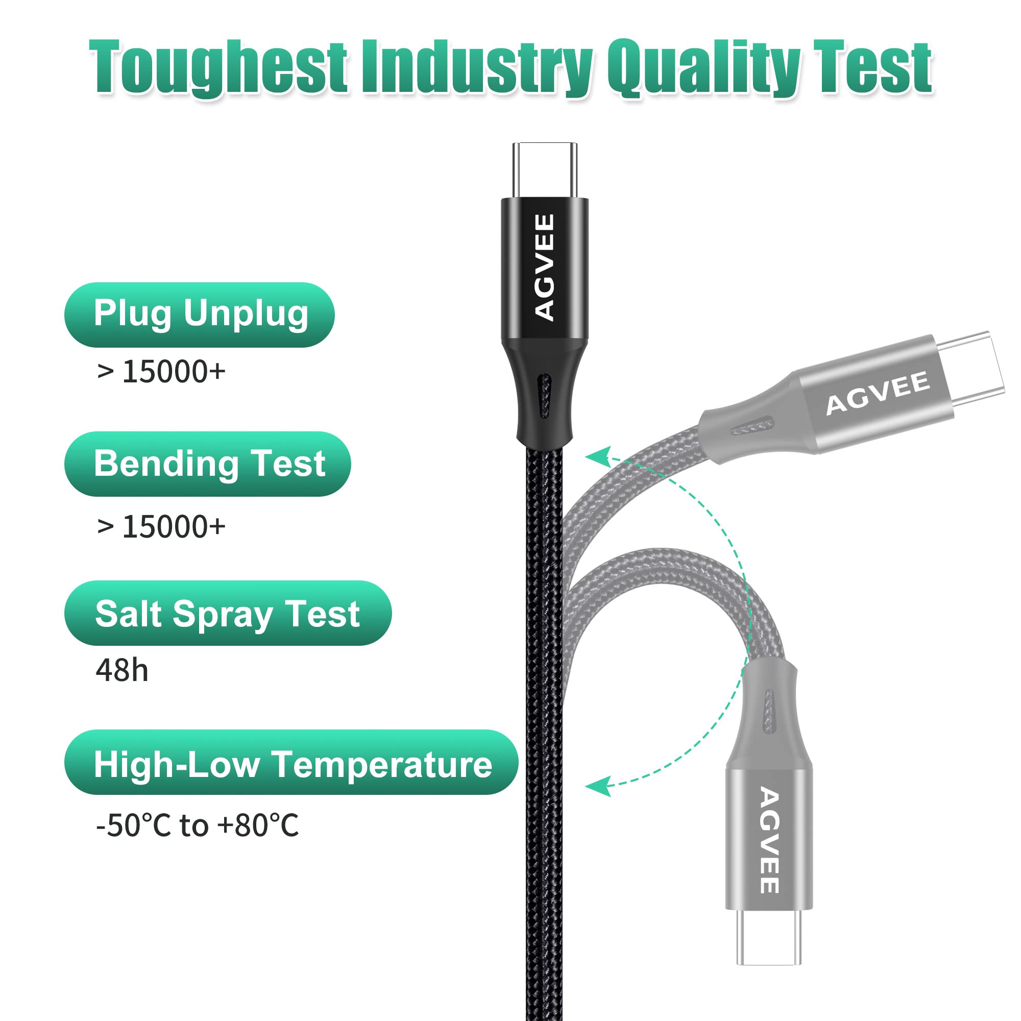 AGVEE 6ft USB-C to Surface Connect Fast Charging Cable - Compatible with Microsoft Surface Pro X/9/8/7/6/5/4/3, Surface Go 3/2/1, Surface Laptop 4/3/2/1/Studio, Surface Book 1/2 - Durable Black Charger Cord for Home, Office & Travel