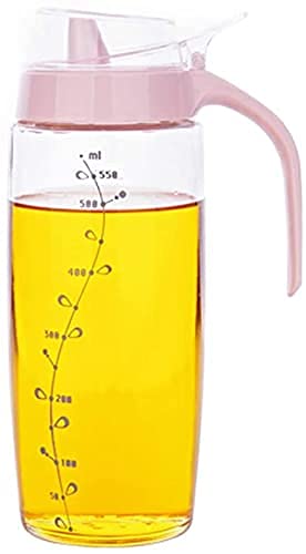 Premium Glass Oil and Vinegar Dispenser Set - 620ml Leak-Proof Bottle with Drip-Free Spout (Transparent & Pink) - Perfect for Kitchen, Salad Dressing, Cooking Oil Storage & Gourmet Serving