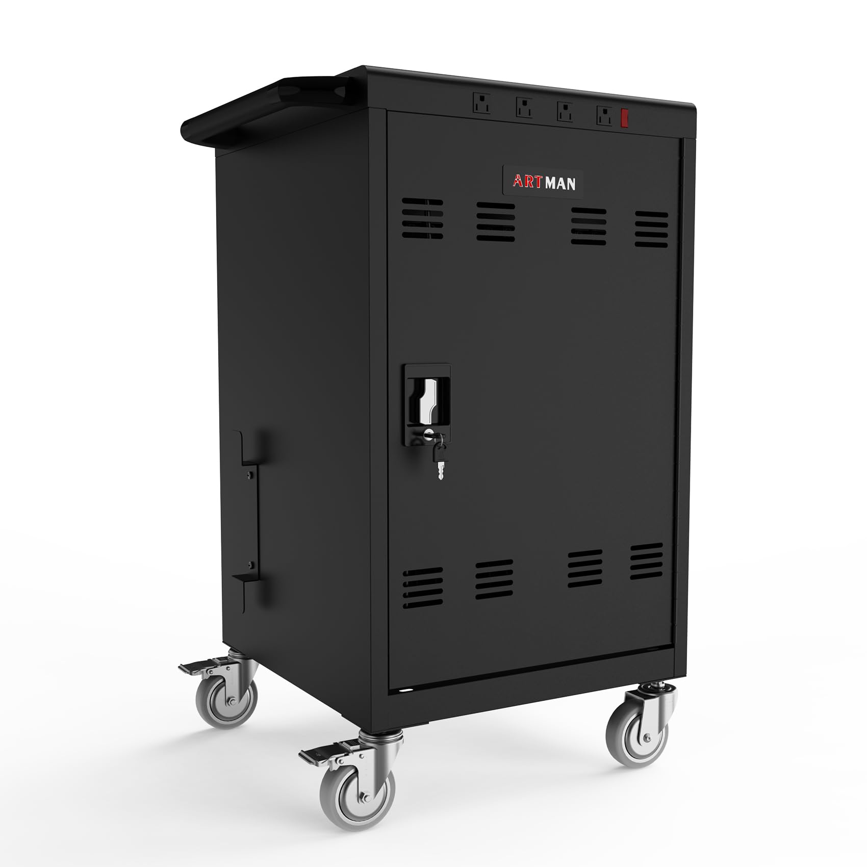 30 Device Mobile Charging Cart for iPad, Laptop & Chromebook | Fast Charging & Secure Storage | 16.3in Screen Size | 4 Charging Ports | Black | Ideal for School, Library, Hospital & Office Use