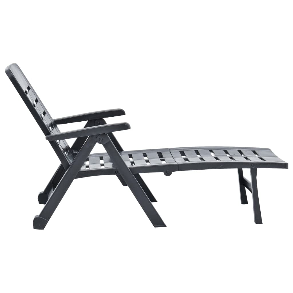 vidaXL Anthracite Plastic Folding Sun Lounger – Weatherproof, Lightweight Outdoor Chaise Lounge for Patio, Garden, Poolside & Beach | Foldable Space-Saving Design | Low Maintenance Durable Furniture for Relaxing in Sun