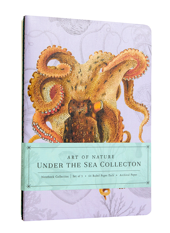 Art of Nature: Under the Sea Stitched Notebook Set (3-Pack) - Perfect for Journaling, Sketching & Gift Giving