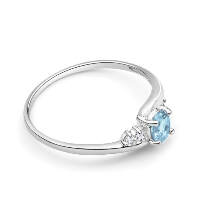9ct White Gold Oval Cut Blue Topaz & Cubic Zirconia Ring - Elegant Jewelry for Engagement, Anniversary & Special Occasions