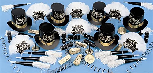 2024 New Year's Eve Party Supplies Kit for 50 People - Premium Royal Celebration Set with Adult Costumes for Men & Women | Perfect for NYE Countdown, Themed Parties & Family Gatherings